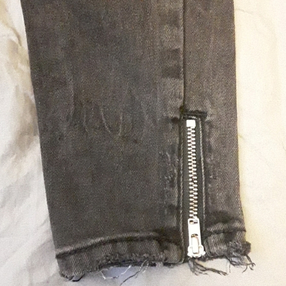 Washed black moto  style skinny jeans - Picture 3 of 4